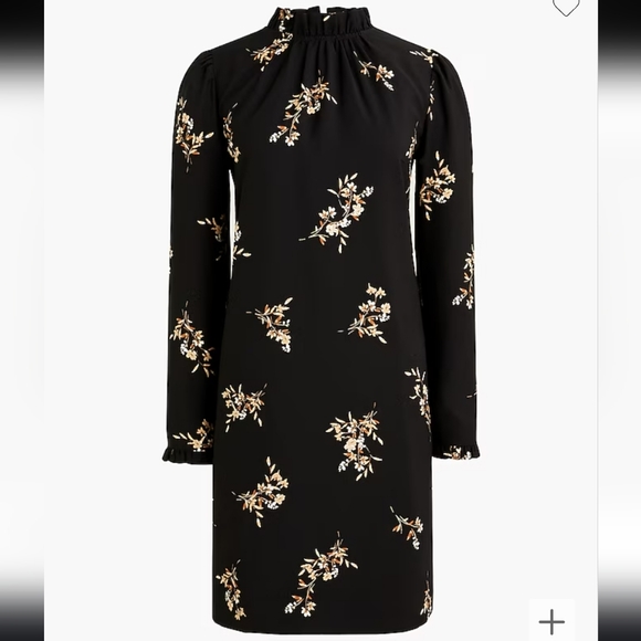 NWT J. CREW Factory Printed ruffleneck shift dress - Picture 1 of 6